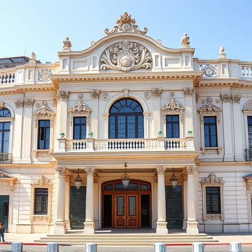 Faäade de l'Opéra de Nice, un bâtiment historique et élégant.